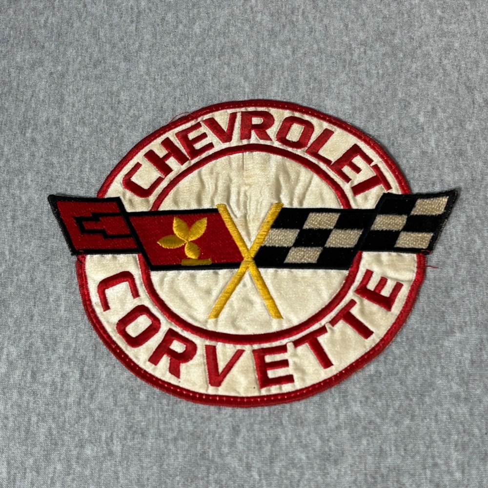 Chevrolet Corvette Patch OS Mens White Red Retro Skater Large Back Patch